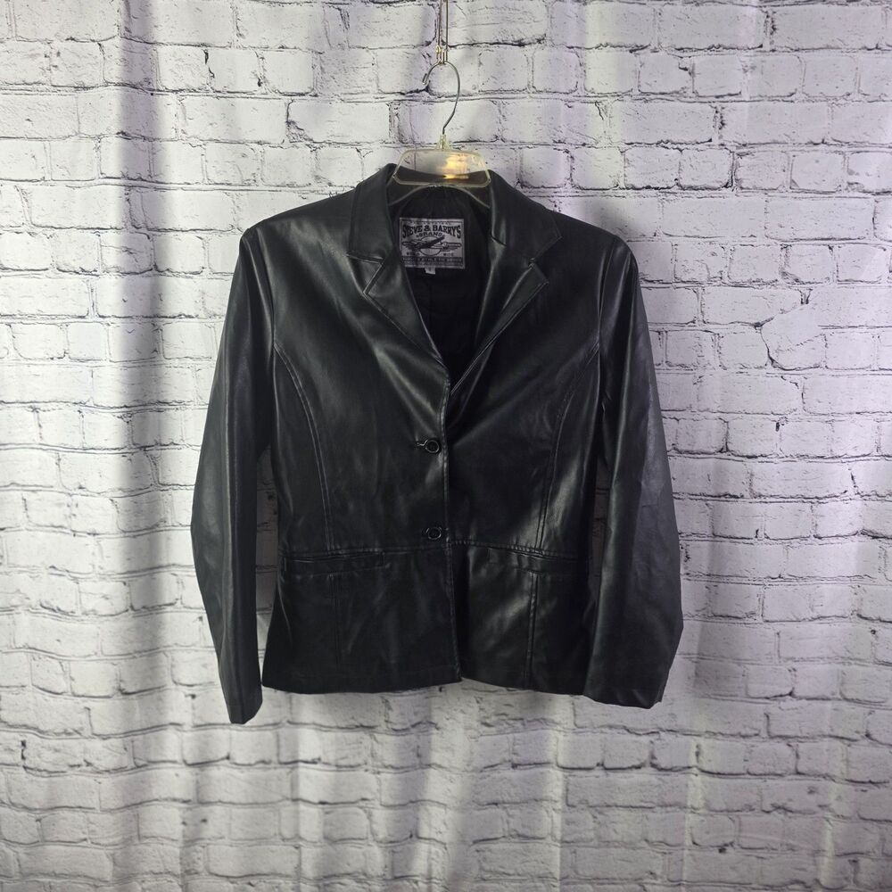 Steve & Barry's Black Faux Leather Jacket Size S Vintage Style